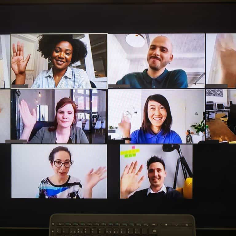Video meeting on desktop screen